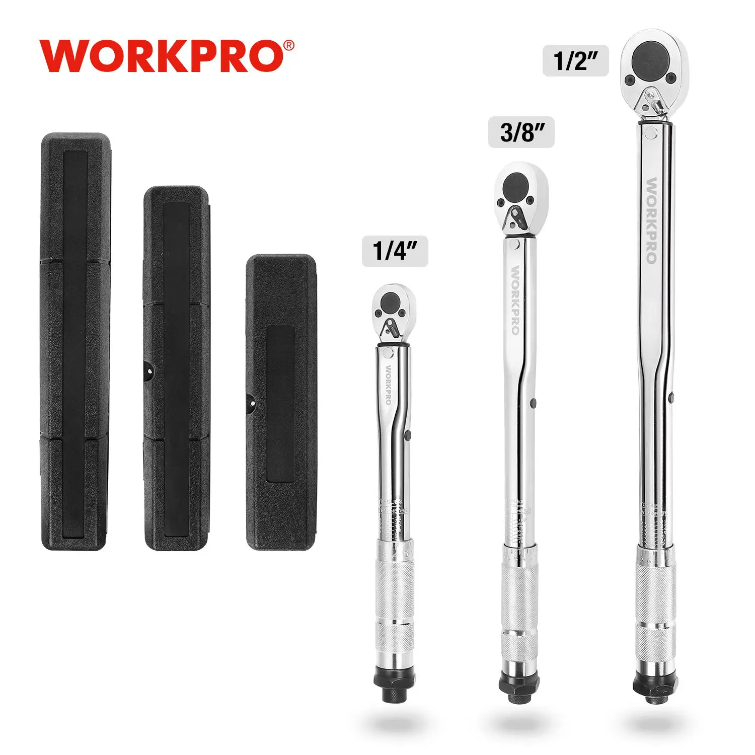 WORKPRO 1/4 3/8 1/2 Square Drive Torque Wrench 5-100 Ft-lb Two-way Precise Ratchet Wrench Repair Spanner Key