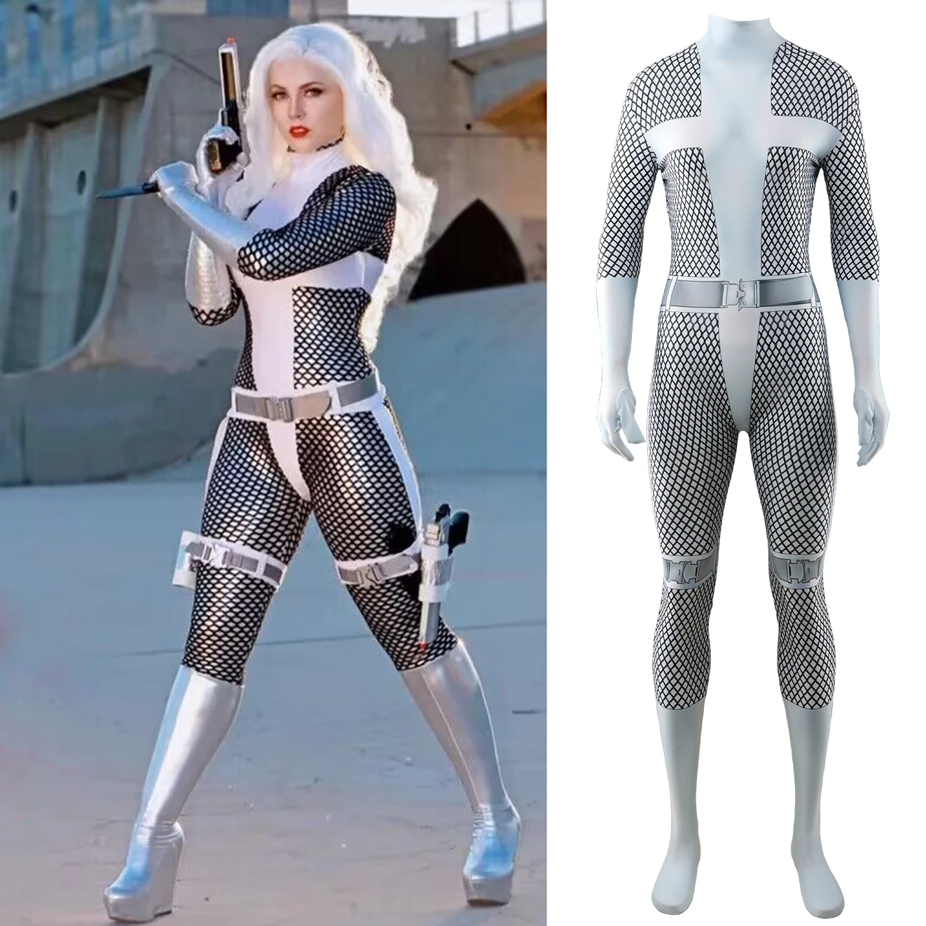Костюм для косплея Silver Sable девочек костюм супергероя из спандекса с 3D принтом на