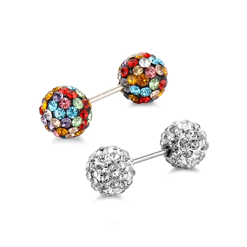 

Unisex Stainless Steel Anti-allergy Rhinestone Ball Tongue Nail Lip Studs Ear Bone Nails Barbell Cartilage Body Piercing Jewelry
