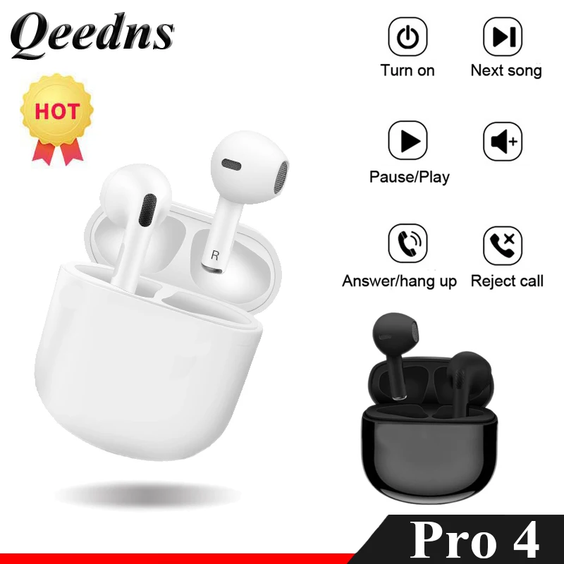 

Pods Pro 4 TWS Wireless Earphones Rename fone Bluetooth Mini Earbuds With Microphone Earpads Handsfree Headset for Smart Phones