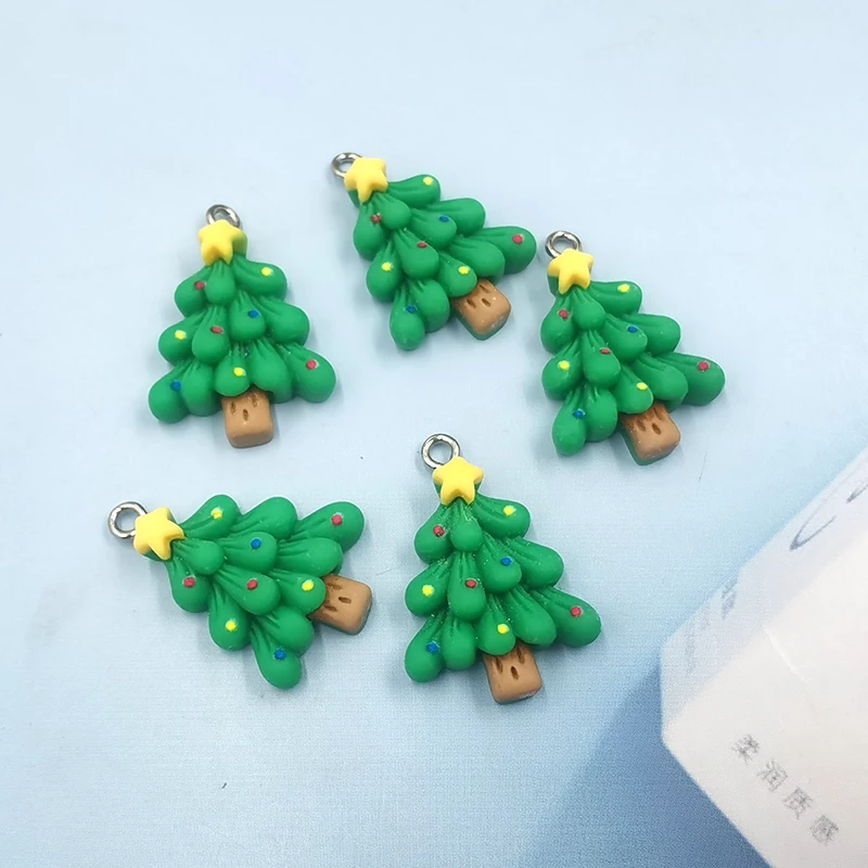 

10Pcs European Christmas Star Tree Charms For Jewelry Making Findings DIY Pendants Earrings Bracelets Handmade Cute Resin Craft