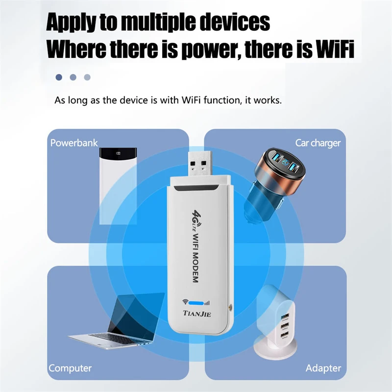 Wi-Fi-роутер TIANJIE 4G карманный беспроводной USB-модем с Micro SIM-картой LTE 4g Wi-Fi антенной -