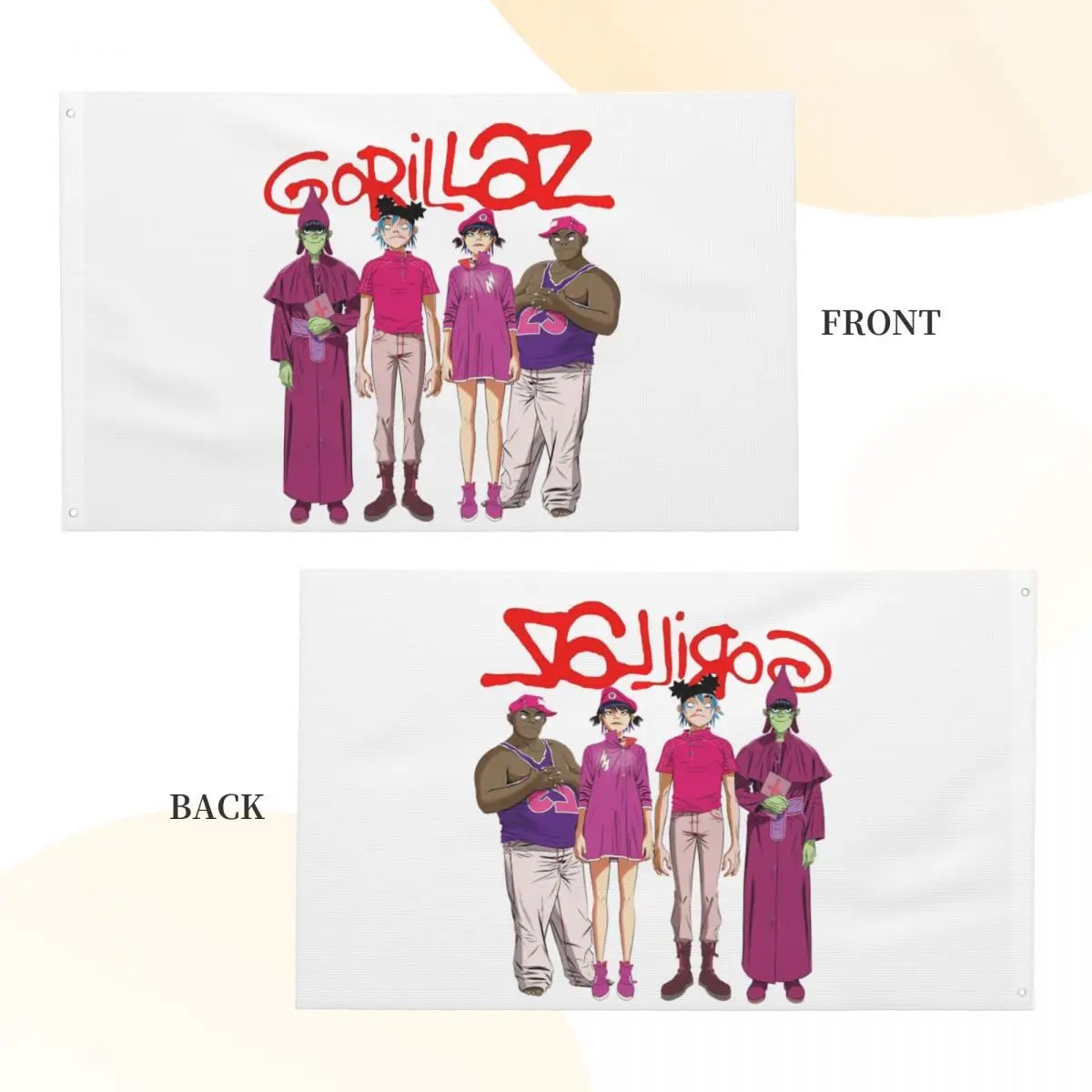 Флаг Gorillaz двухстороннее искусственное украшение из полиэстера в стиле панк-рок
