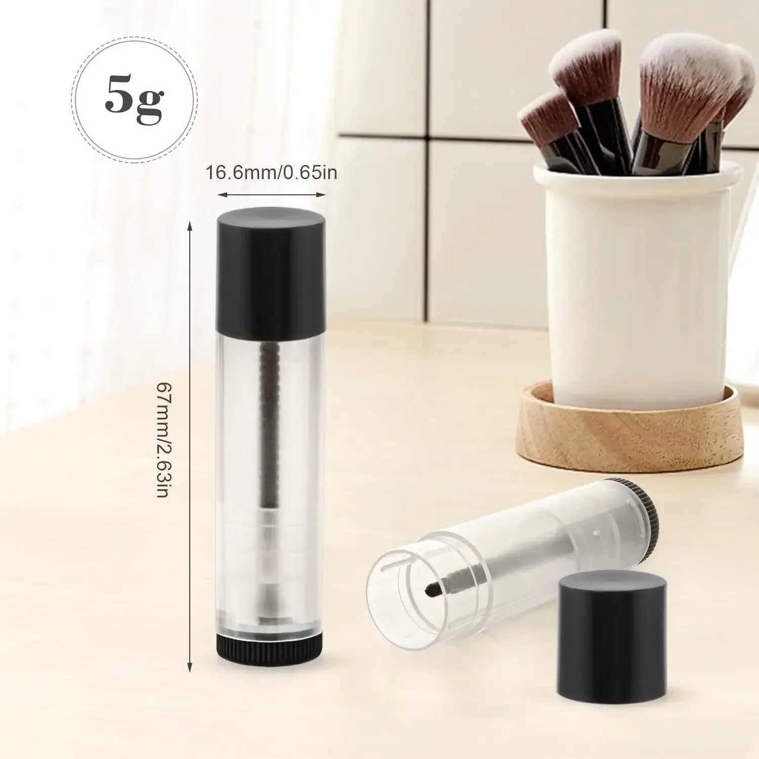 5 шт. г пустые многоразовые тюбики для бальзама губ с поворотным дном и крышкой