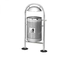 da 37h high quantity standing stainless steel outdoor trash can with rainhood garden metal waste bin modern style trash can