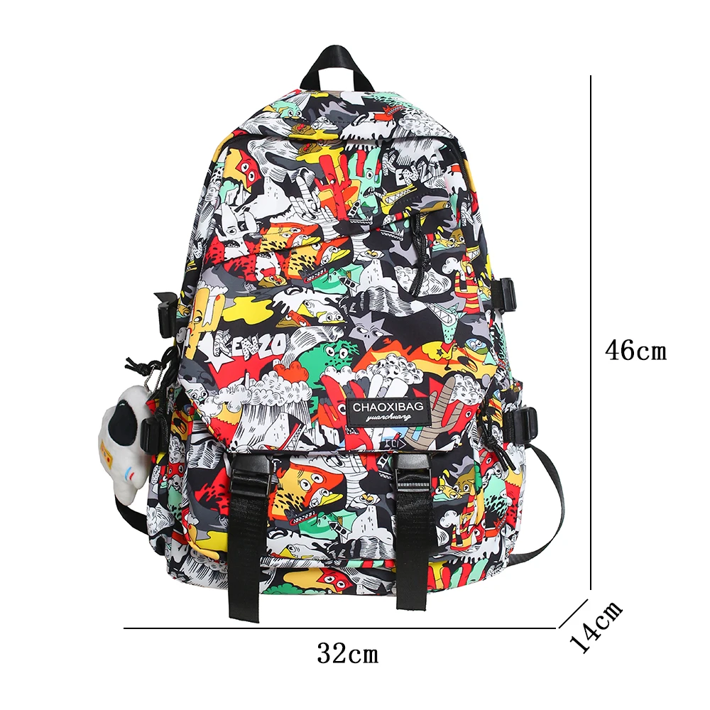 Xiaomi Girl Male School Bag Female Graffiti Print Men Backpack Women Book Boy Bag Nylon Ladies Fashion Laptop Backpack Student