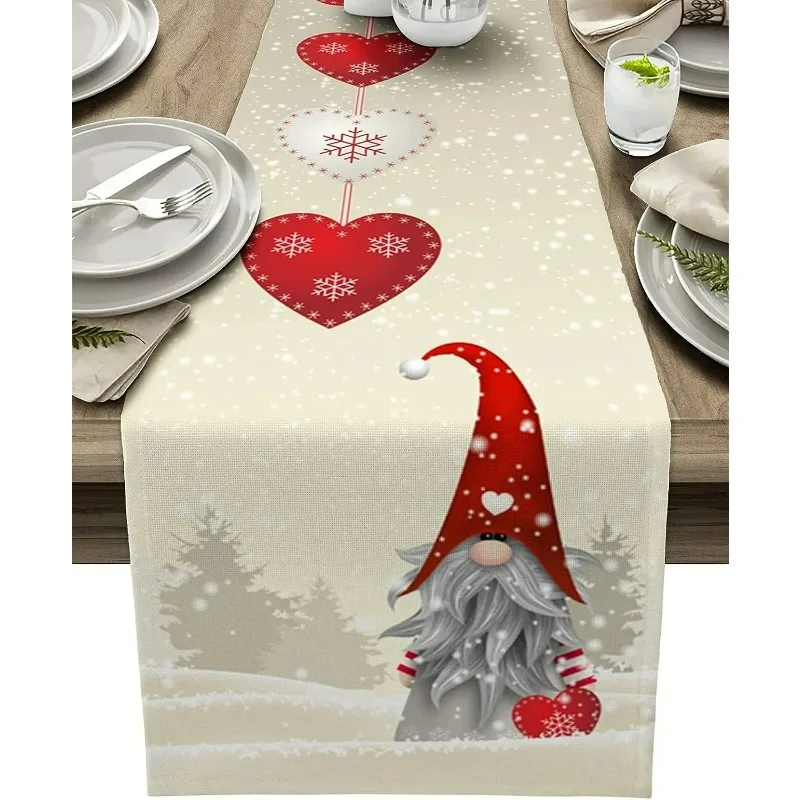 

Christmas Snowflakes Gnome Linen Table Runners Dresser Scarves Table Decor Farmhouse Dining Table Runners Christmas Decoration