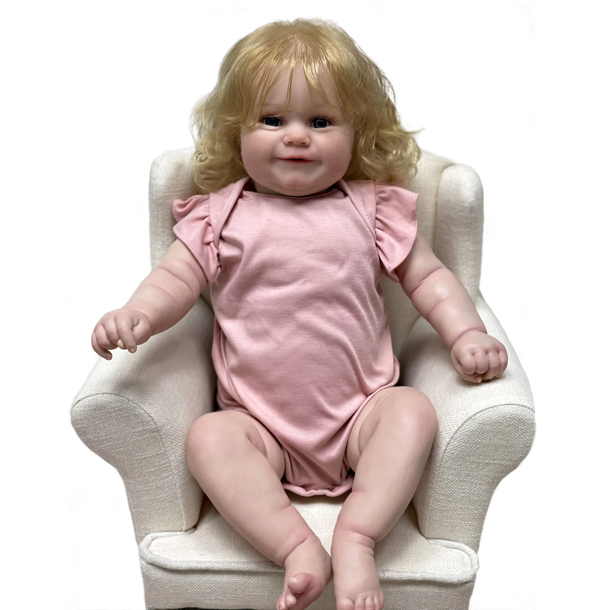 50/60CM Painted Maddie Bebe Reborn Dolls With Rooted Blonde Curly Hair Handmade Realistic Reborn Baby Doll Pеборн Bebê Reborn