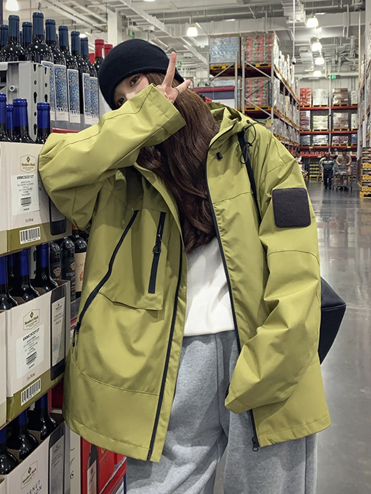 Зеленая куртка-карго с капюшоном верхняя одежда Женская весенне-осенняя