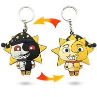 new anime sundropfnaf keychain pvc soft glue double sided clown pendant toy sun moon doll pendant gift toy