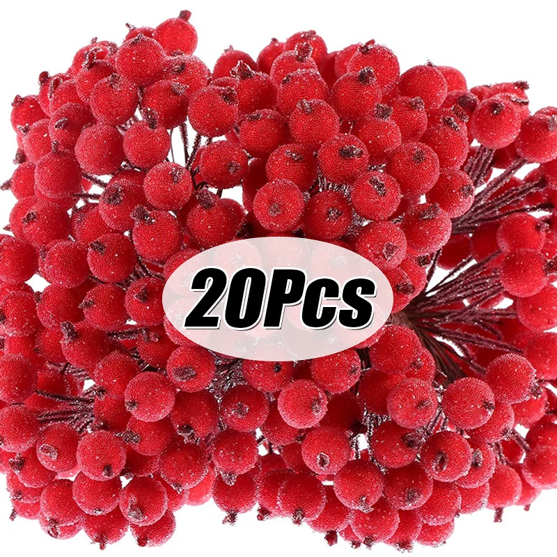 40 насадок, мини рождественские матовые искусственные ягоды, яркие красные ягоды Падуба, украшение для свадебной вечеринки, искусственные цветы, домашний декор