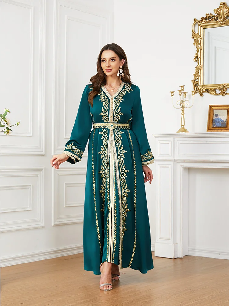 Kaftan For Women Muslin Abaya Wedding Fashion Long Sleeves Ramadan Islamic Dresses Dubai Moroccan Caftan Woman Female Clothing