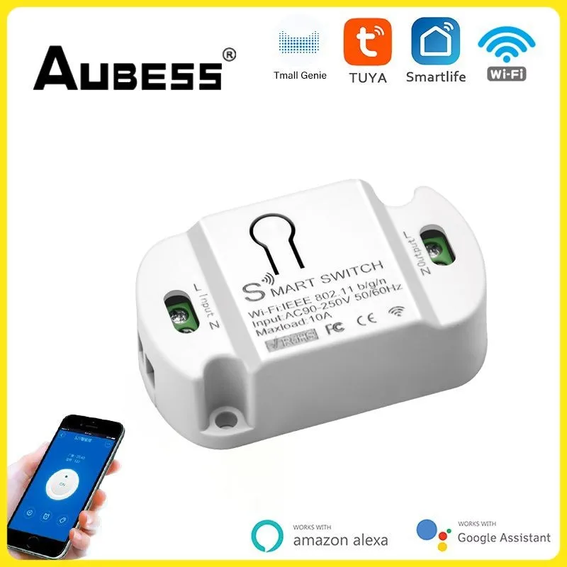 Умный Wi-Fi-переключатель Aubess на 10 А с поддержкой Alexa и Google Home