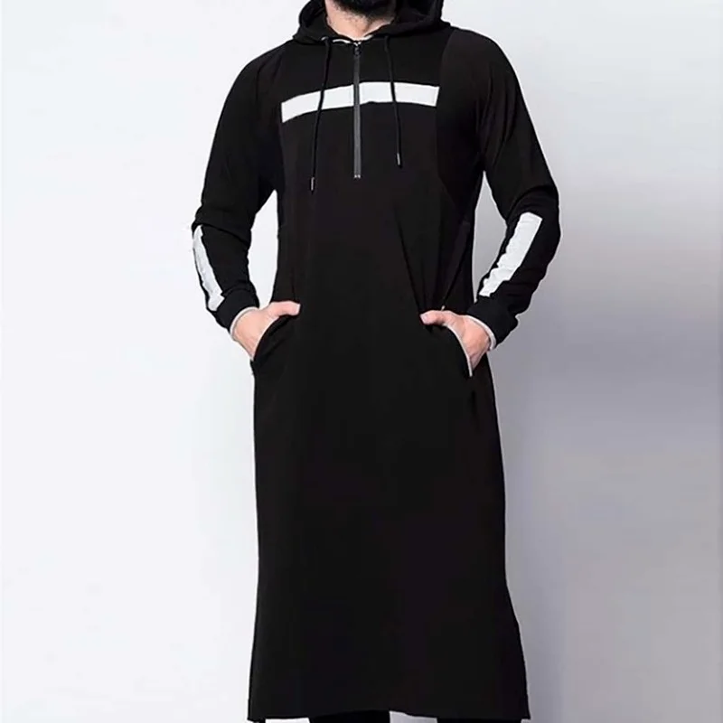 Мужской мусульманский халат Повседневный свободный на молнии с капюшоном