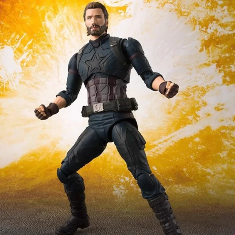 Фото В наличии: Коллекционная подвижная фигурка Капитана Америки из серии SHF Avengers 3: Infinity War, модель из ПВХ для декора рабочего стола №1