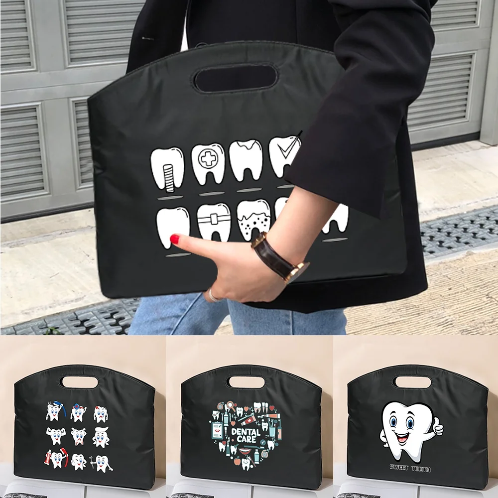 Business Briefcase Document Storage Bag Teeth Print Laptop Protection Handbag Document Material Organize Pouch Accessories Items