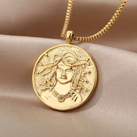 goddess hecate necklace stainless steel revered snake medusa olympians gods pendant necklace for women men vintage jewelry 2022