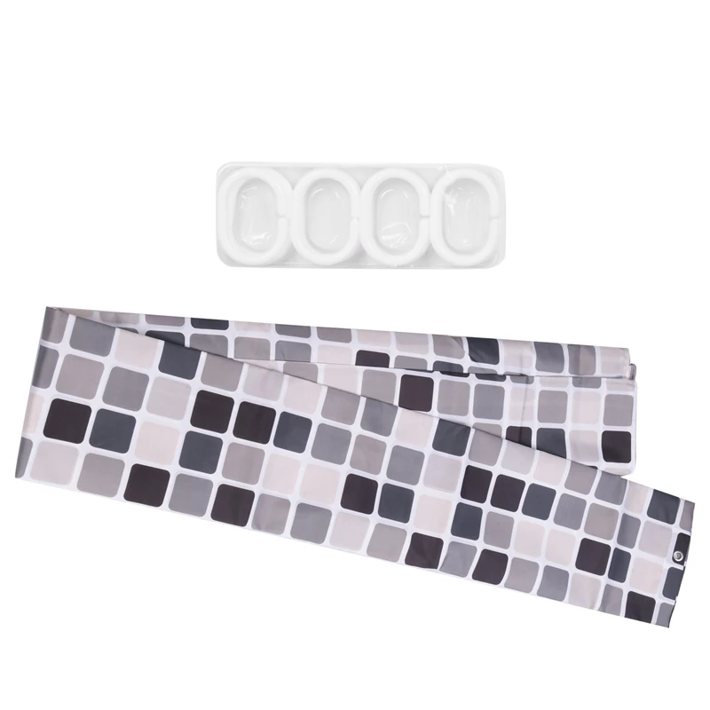 

A63I Black+White+Gray Plaid Bathtub Bathroom Fabric Shower Curtain Waterproof Mildewproof Bath Curtains