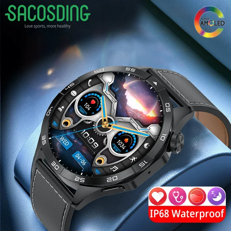 2024 роскошные мужские Смарт-часы с AMOLED экраном 466*466 HD GPS-трекером и траекторией