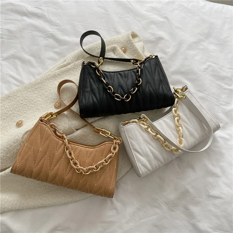 

Fashion female underarm shoulder bags PU leather ladies chain designer luxury handbag female travel tote bag