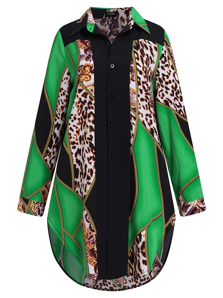 Женские офисные рубашки 2022 VONDA вечерние длинным рукавом и отложным воротником