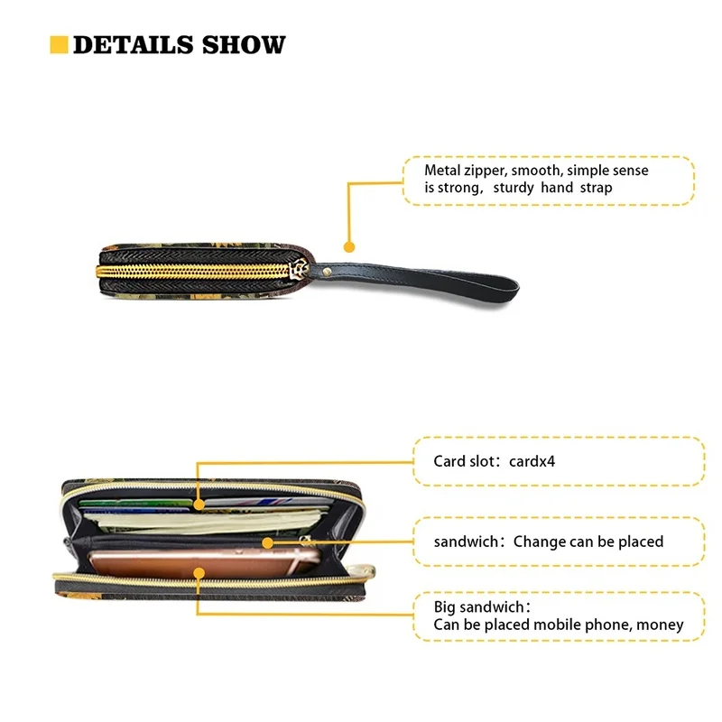 Belidome Butterfly Sunflower Women Cute Wallets Travel Wristlet PU Leather Zip Around Long Purse Credit Card Holder Clutch Bag