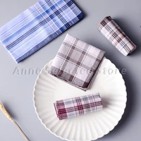 square plaid stripe handkerchief men pure classic vintage pocket hanky pocket squaretowel 4040cm for wedding party 3pcs hand to