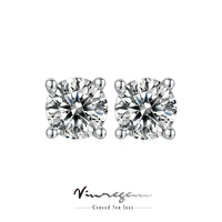 vinregem luxury 925 sterling silver round 1ct moissanite pass test diamond 18k white gold stud earrings for women gift wholesale