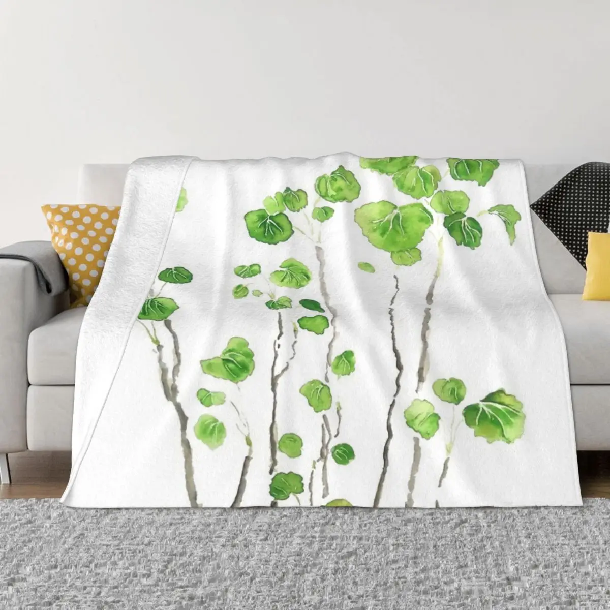 

Зеленое комнатное растение акварельное Мягкое микро Флисовое одеяло Ретро теплое для кемпинга разные стили