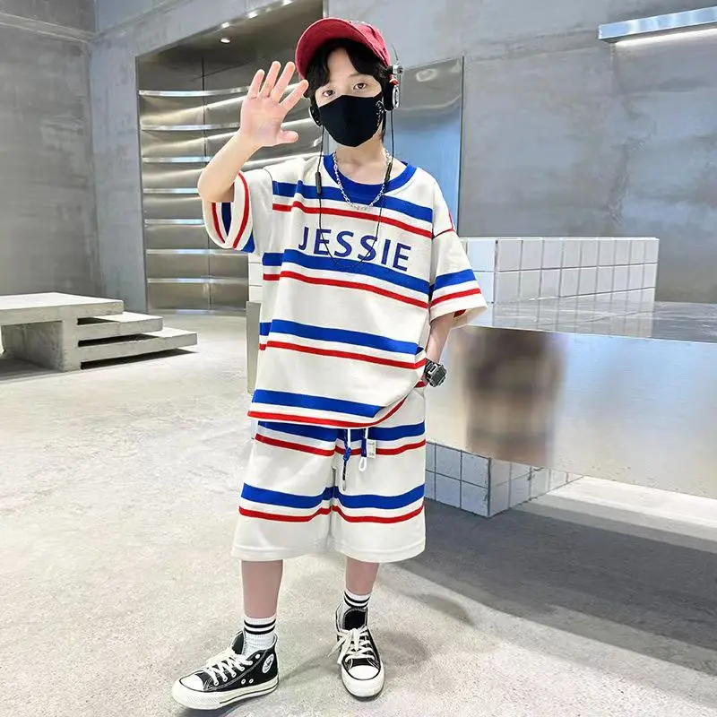 

Футболка с коротким рукавом и шорты для мальчиков, из хлопка