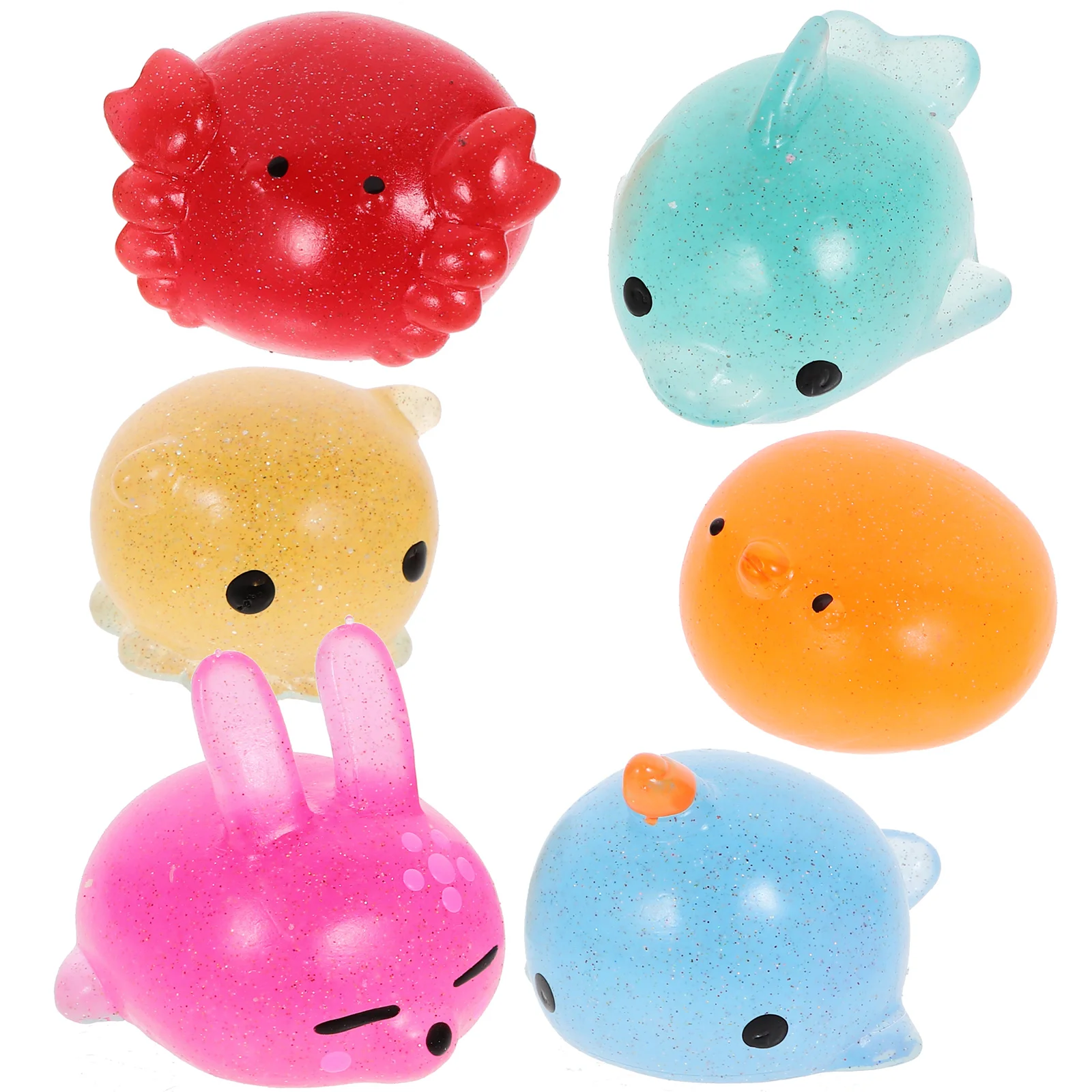 

6pcs Animal Squishy Toys Glitter Animal Toys Cute Fidget Toys
