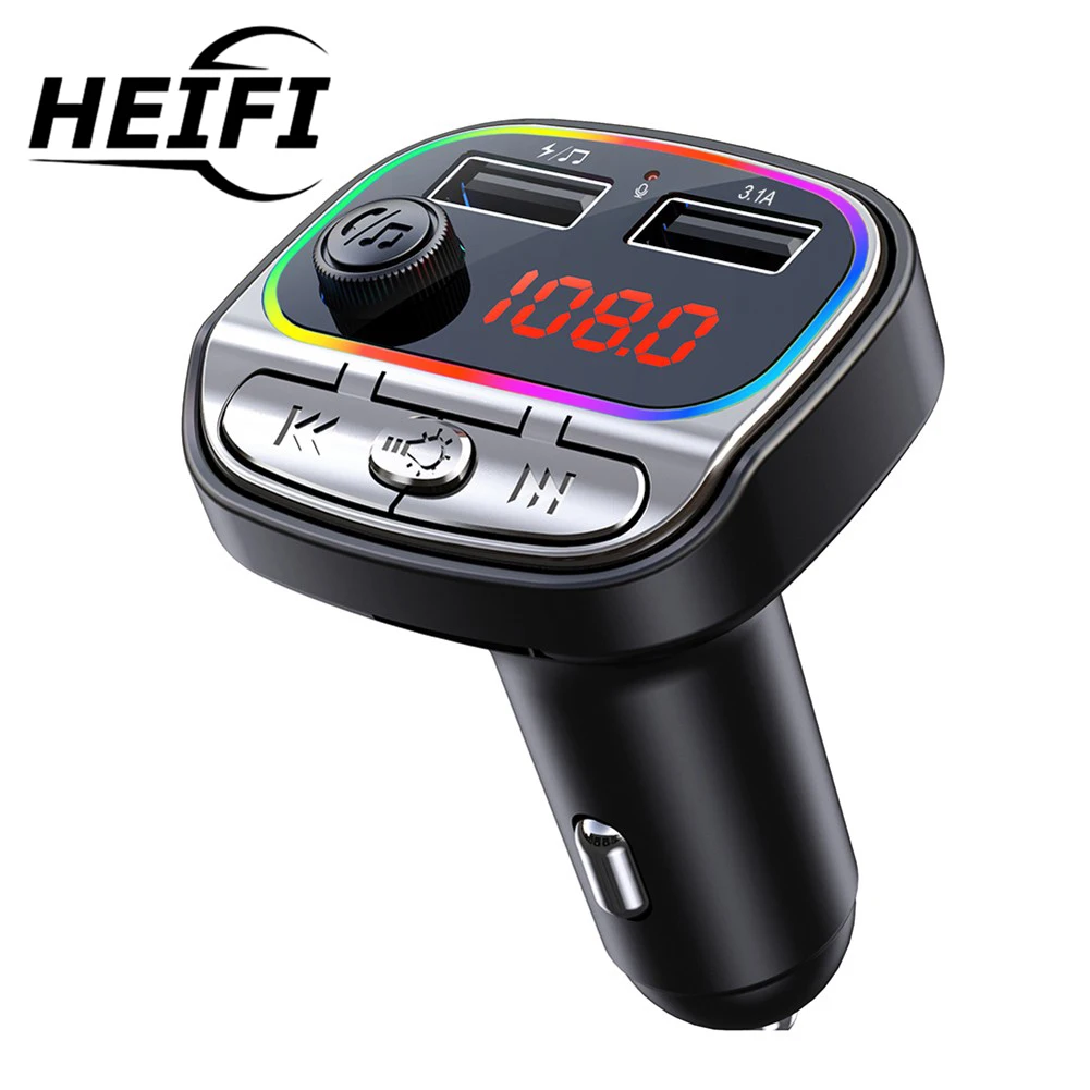 Car Automobile Function Expansion Wireless Bluetooth 5.0 FM Transmitter Mp3 Radio Adapter 2 USB Charger AUX Car Accessories