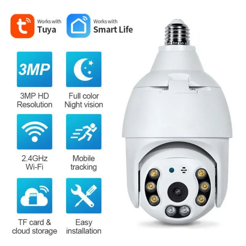 

3MP Tuya Smart IP Camera Auto Tracking Camera 1080P Security Home PTZ CCTV Monitor Night Vision Outdoor Surveillance Wifi Camera