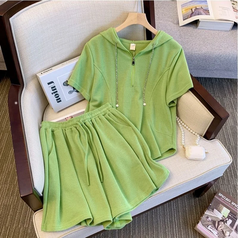 Женский комплект из двух предметов летний Свободный Топ с коротким рукавом и