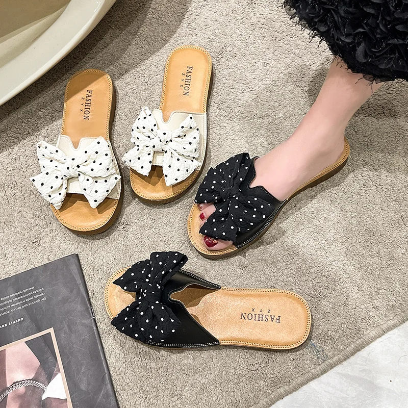 2023 New Spring and Summer Sandals Women Wear Fashion Bow Women's Slippers Anti-slip Wear-resistant