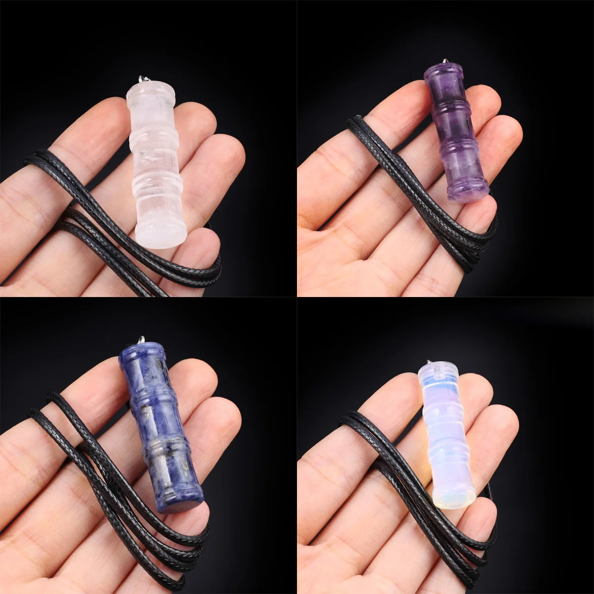 Ожерелье с подвеской из натурального бамбукового камня, 42x12 мм