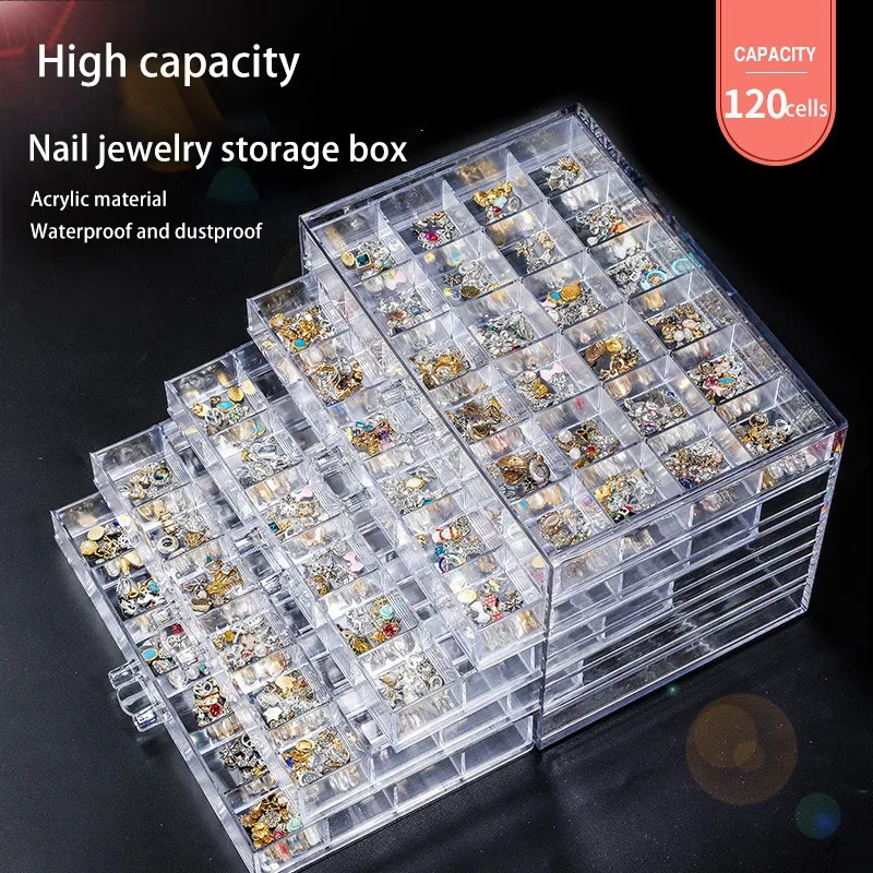 

120 Grids Nail Art Decoration Storage Box Rhinestones Beads Accessories Display Container Diamond Embroidery Container