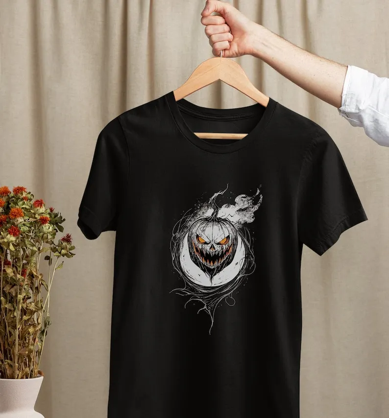 Футболка с тыквой ужасов рубашка волком одежда в стиле гранж ликантопия