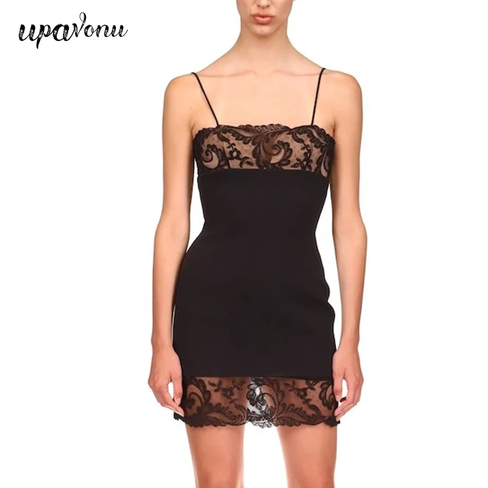 

Женское облегающее платье на тонких бретельках, летнее кружевное платье с открытой спиной, 2022