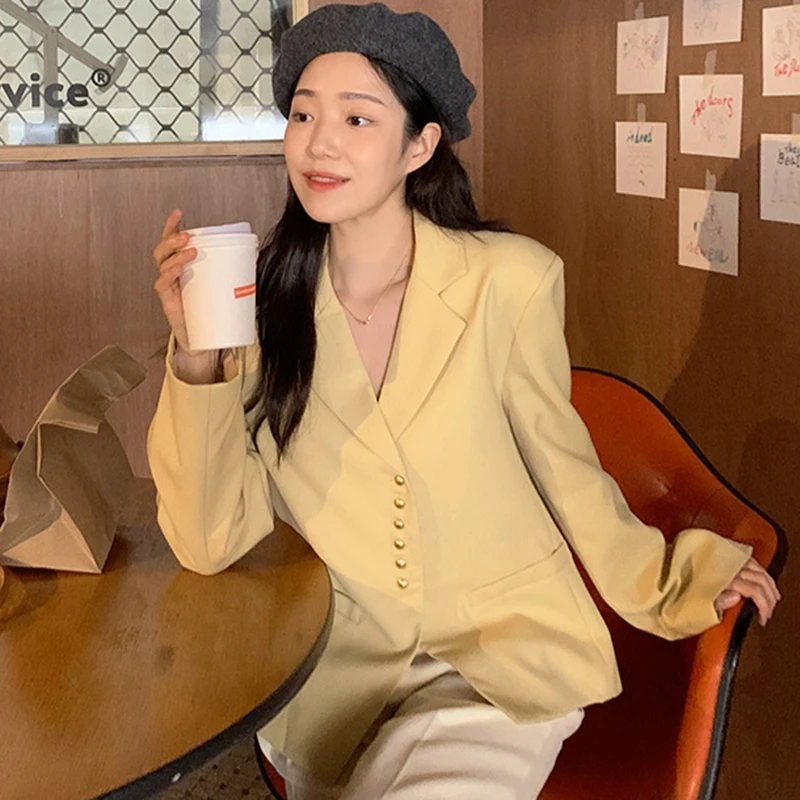 Женский пиджак с отложным воротником повседневный свободный в Корейском стиле