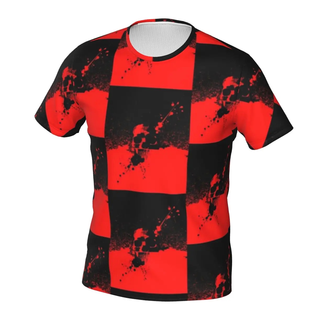 

Футболка в стиле Харадзюку для мужчин, Готическая двухцветная черно-красная рубашка с рисунком, Забавный топ с коротким рукавом, идея для по...