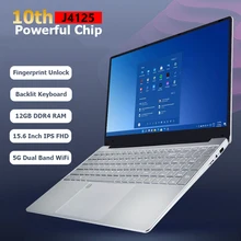 15.6 Inch FHD Cheap-Laptop Windows10/11 Intel Celeron J4125 Notebook 12GB-DDR4 128G-1TB SSD Fingerprint Backlit Keyboard 5G-WIFI