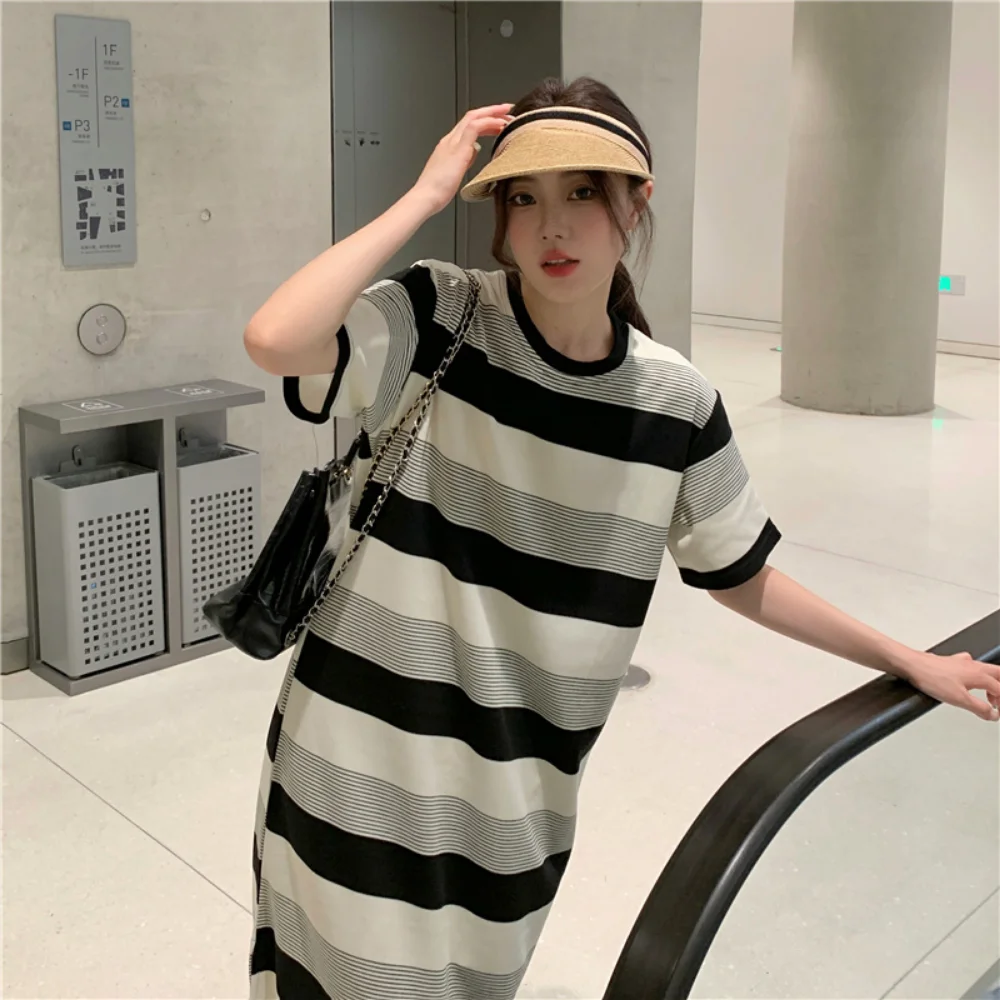 Maternity Dress Pregnancy photoshoot Clothes For Pregnant Women Striped Slim Hit Color Long T-Shirt Vestidos 2023 Summer New enlarge