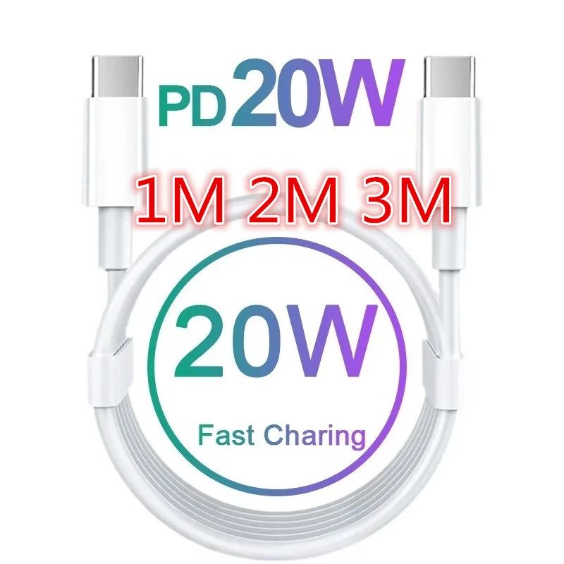 

10pcs PD Type C to Type-C Cable 20W Fast Charging Cable USB C To C Data Cable For Samsung MacBook Pro Xiaomi Charger USB Wire