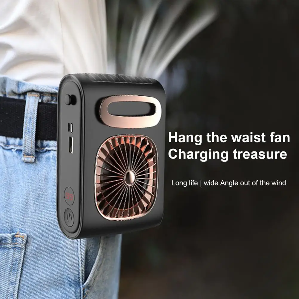

6000mA Portable Waist Fan USB Rechargeable Air Conditioning Hanging Neck Mini Fan Outdoor Sports Cooling Waist Clip On Fan