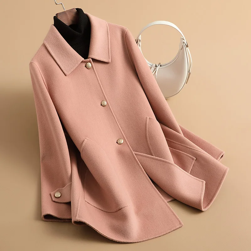 

Осеннее высококачественное двустороннее кашемировое пальто, куртки, пальто из 100% шерсти, женская одежда, корейское модное пальто, Женское ш...