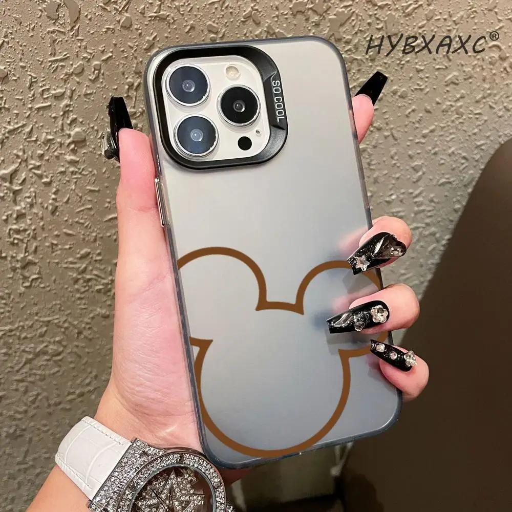 Фото Розовый минималистичный чехол с Микки Маусом для iPhone 17, 16, 15, 14, 13, 12, 11 Pro Max, 8, 7 Plus, 17E, 16E, X, XS, 17Air – легко устанавливаемый, пылезащитный чехол №1