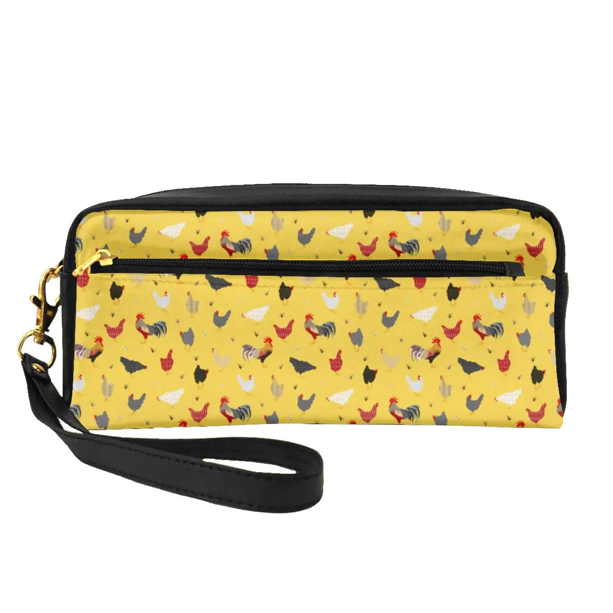 

Chicken Farm Zip Storage Organizers Geometric Memphis Print Organization Restroom Makeup Pouch Couples Cosmetic Bags