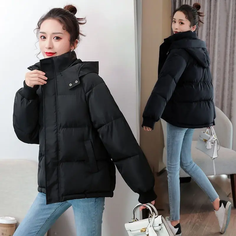 2024 New Parkas Women Winter Jacket Hooded Thick Warm Cotton Padded Parka Casual Basic Coat Female Snow Coat Outerwear S38