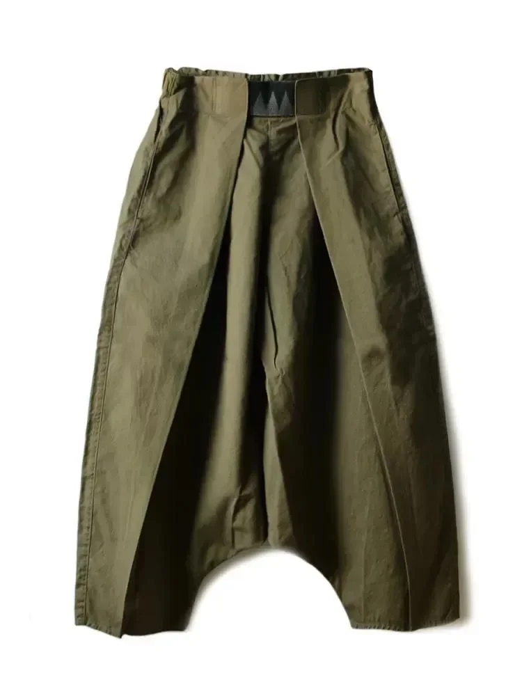 Винтажные плиссированные эластичные хлопковые низкие брюки 19SS с широкими
